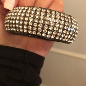 Silver tone stretch rhinestone bracelet